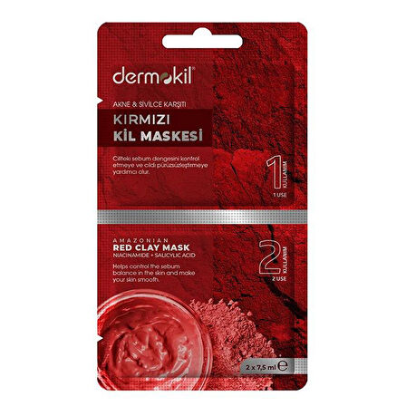 Dermokil Kırmızı Kil Maskesi(Akne ve Sivilce Karşıtı) 2 x 7,5 ml