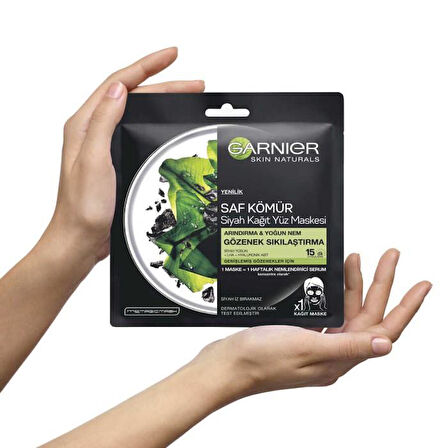 Garnier Saf Kömür ve Siyah Yosunlu Gözenek Sıkılaştırma Kağıt Maske