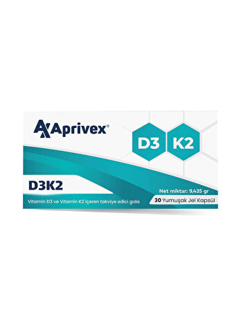 Aprivex D3 - K2 30 Yumuşak Kapsül