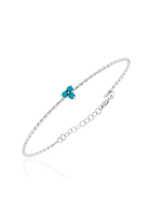 Gümüş Bilezik - Mini Firuzeli Burgu 925 Ayar Gümüş Bilezik