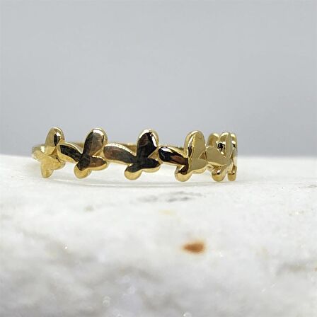 Kadın Sıralı Kelebek Uğur Yüzüğü-925 Ayar Hediye Gümüş Yüzük-Kelebek Şans Yüzüğü-Hediye Gümüş Yüzük