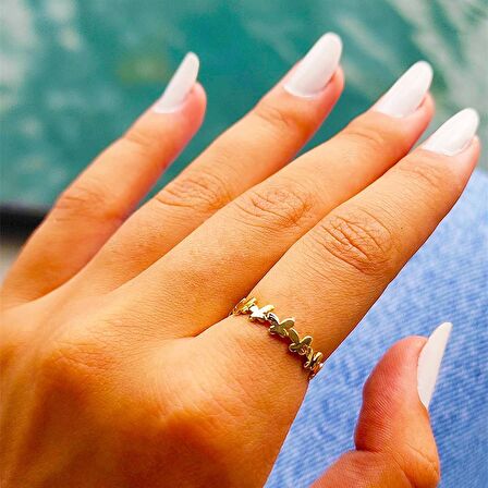 Kadın Sıralı Kelebek Uğur Yüzüğü-925 Ayar Hediye Gümüş Yüzük-Kelebek Şans Yüzüğü-Hediye Gümüş Yüzük