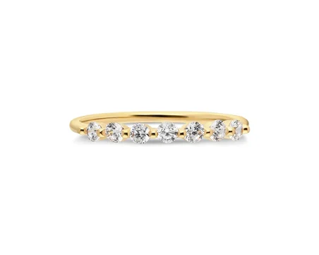 0.30 CT Pırlanta Montörü Yedi Taşlı Minimal Alyans-Modern Eklem Yüzügü-14 Ayar Altın Hediye Yüzük 