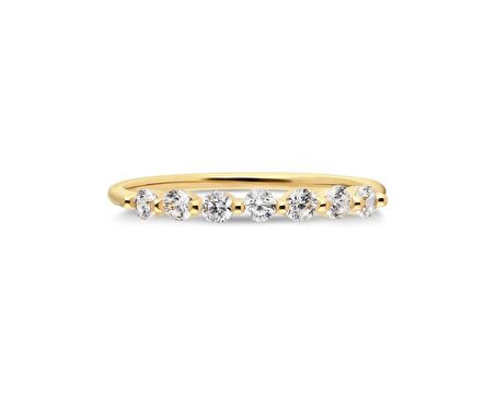 0.30 CT Pırlanta Montörü Yedi Taşlı Minimal Alyans-Modern Eklem Yüzügü-14 Ayar Altın Hediye Yüzük 