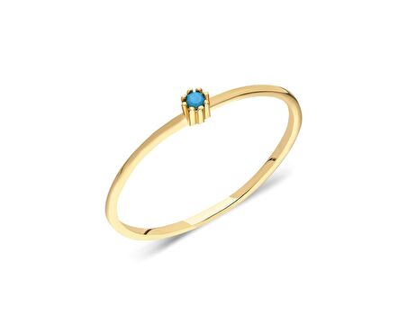 925 Ayar Minimal Tek Taş Gümüş Yüzük-0.05 CT Firuze Tek Taş Gümüş Yüzük-Firuze Eklem Yüzüğü 