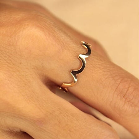 Gümüş Yüzük - Dalga Motifli 925 Ayar Eklem Yüzüğü- Hediyelik 925 Ayar Gümüş Yüzük- Kadın Gümüş Yüzük