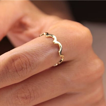 Gümüş Yüzük - Dalga Motifli 925 Ayar Eklem Yüzüğü- Hediyelik 925 Ayar Gümüş Yüzük- Kadın Gümüş Yüzük