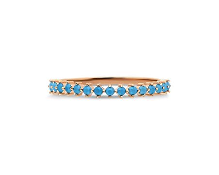0.30CT Firuze Taşlı YarımTur Gümüş Yüzük-925 Ayar Kadın Hediye Sarı Gümüş Yüzük-925 Ayar Gümüş Yüzük