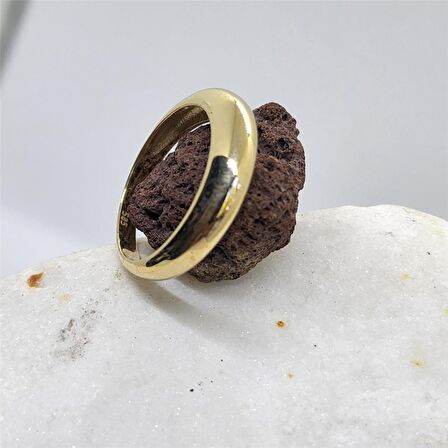 14 Ayar Altın Bombeli Modern Alyans-Bombeli Spor Altın Yüzük-Hediye 14 Ayar Kadın Altın Yüzük