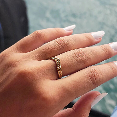 925 Ayar Gümüş Yüzük-Çavuş Çift Burgu Modern Yüzük-925 Ayar Hediye Gümüş Yüzük