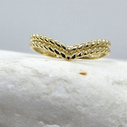 925 Ayar Gümüş Yüzük-Çavuş Çift Burgu Modern Yüzük-925 Ayar Hediye Gümüş Yüzük