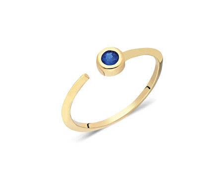 Gümüş Yüzük - Ayrık Tektaş Yüzük-Safir Taşlı Yüzük-925 Ayar Tek Taş -Pozitif Enerji Alma Yüzüğü