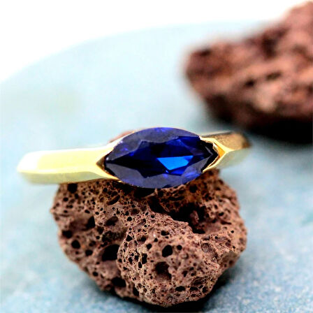 Gümüş Yüzük - Jale 1.20CT Nano Safir Taşlı Kadın 925 Ayar Gümüş Yüzük-Kadın 925 Ayar Hediyelik Yüzük