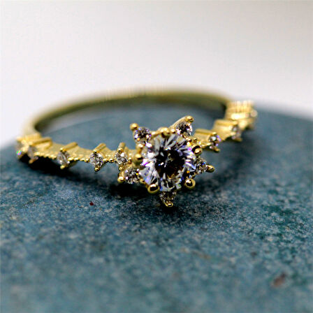 Gümüş Yüzük - Vintage Jennifer Lopez 0.85 CT Swarovski Taşlı 925 Ayar Gümüş Yüzük-Hediyelik Yüzük 