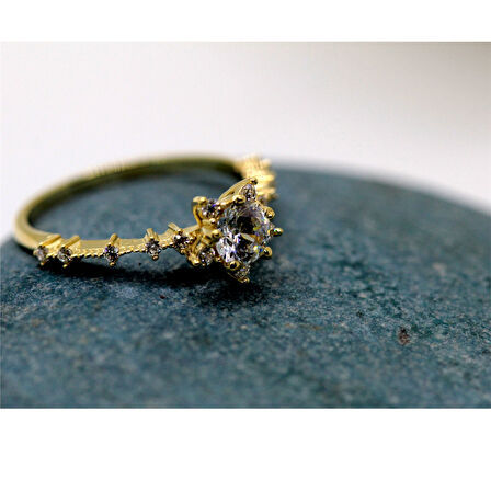 Gümüş Yüzük - Vintage Jennifer Lopez 0.85 CT Swarovski Taşlı 925 Ayar Gümüş Yüzük-Hediyelik Yüzük 