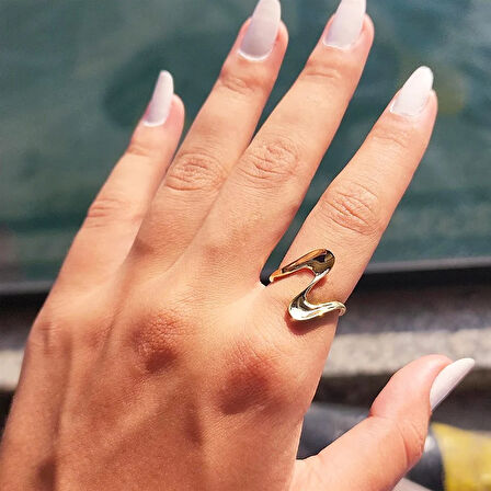 Gümüş Yüzük - Helezon Tasarım 925 Ayar Gümüş-Taşsız Gümüş Yüzük-Dalgalı Tasarım 925 Ayar Gümüş Yüzük