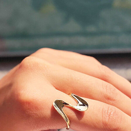 Gümüş Yüzük - Helezon Tasarım 925 Ayar Gümüş-Taşsız Gümüş Yüzük-Dalgalı Tasarım 925 Ayar Gümüş Yüzük