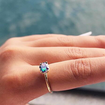 2.60Ct Lopez Tek Taş 14 Ayar Altın Yüzük-Tek Taş 14 Ayar Altın Yüzük-Mistik Topaz Tek Taş Yüzük -Hediye Tek Taş Yüzük