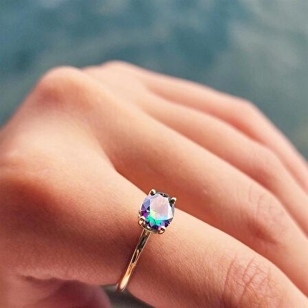 2.60Ct Lopez Tek Taş 14 Ayar Altın Yüzük-Tek Taş 14 Ayar Altın Yüzük-Mistik Topaz Tek Taş Yüzük -Hediye Tek Taş Yüzük