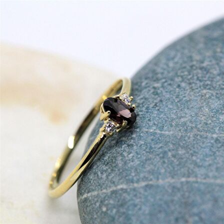 0.70CT Smoky Taşlı 0.10 Pırlanta(Signity)Tria Evlilik Teklifi 14 Ayar Altın Yüzük-Hediye Altın Yüzük