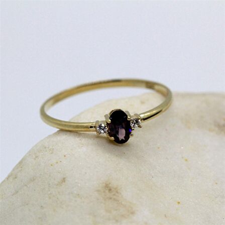 0.70CT Smoky Taşlı 0.10 Pırlanta(Signity)Tria Evlilik Teklifi 14 Ayar Altın Yüzük-Hediye Altın Yüzük