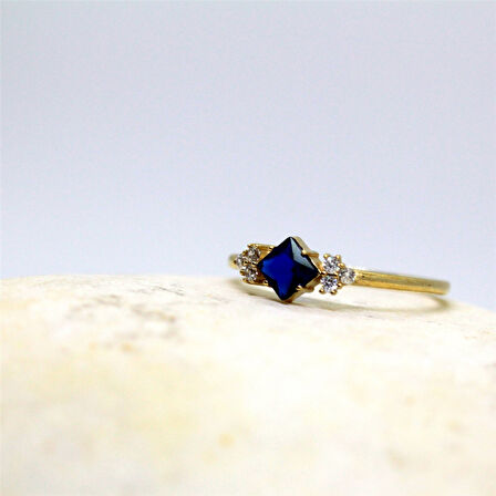 Gümüş Yüzük - Safir Carolin Alyans Yüzük - 0.40 Ct Nano Safir 925 Ayar Gümüş Evlilik Teklifi Yüzük