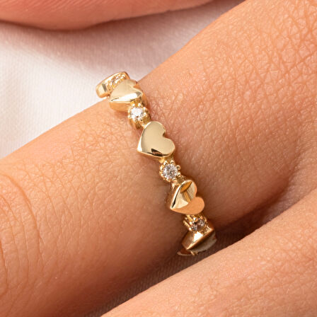 Kalp Sadakat Yemini (Pırlanta)Taşlı 925 Ayar Gümüş Sıralı Alyans Yüzük-Hediye 925 Ayar Gümüş Yüzük