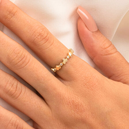 Kalp Sadakat Yemini (Pırlanta)Taşlı 925 Ayar Gümüş Sıralı Alyans Yüzük-Hediye 925 Ayar Gümüş Yüzük