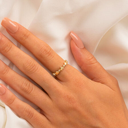 Kalp Sadakat Yemini (Pırlanta)Taşlı 925 Ayar Gümüş Sıralı Alyans Yüzük-Hediye 925 Ayar Gümüş Yüzük