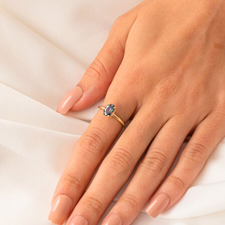 Gümüş Yüzük - Nikola 1.50 CT Mistik Topaz Tektaş 925 Ayar Gümüş Evlilik Teklifi Yüzüğü-Hediyelik