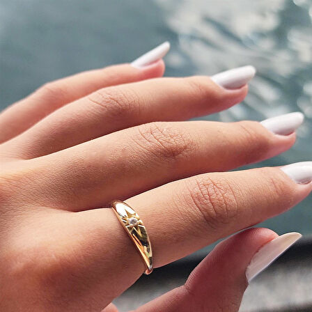 Signity Taşlı Kuzey Yıldızı Minimal 925 Ayar Gümüş Yüzük-Hediye Gümüş Yüzük