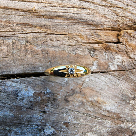 Signity Taşlı Kuzey Yıldızı Minimal 925 Ayar Gümüş Yüzük-Hediye Gümüş Yüzük