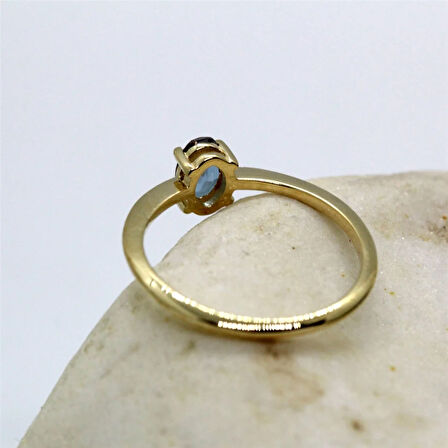 Gümüş Yüzük - 0.70 CT Pırlanta Möntörü Doğal Zultanit Taşlı Evlilik Teklifi 925 Ayar Gümüş Yüzük