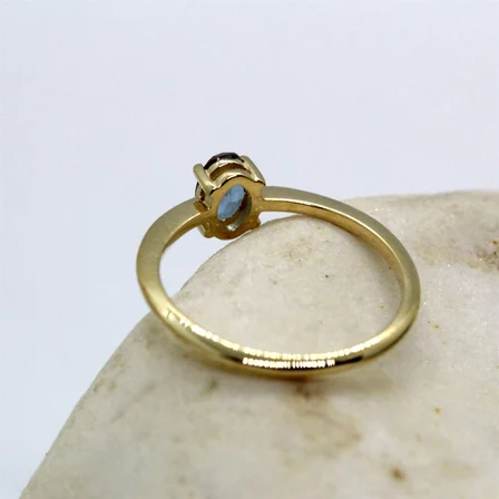 Gümüş Yüzük - 0.70 CT Pırlanta Möntörü Doğal Zultanit Taşlı Evlilik Teklifi 925 Ayar Gümüş Yüzük