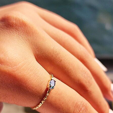 Afrodit Eskitme Mistik Topaz Taşlı Evlilik Teklifi 14 Ayar Altın Yüzük-Hediye Altın Yüzük