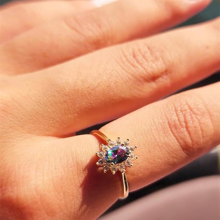 1,05CTAleksandrit 0.30CT Pırlanta(Signty)Taşlı Anturajlı Vintage Tasarım Modern 14 Ayar Altın Yüzük