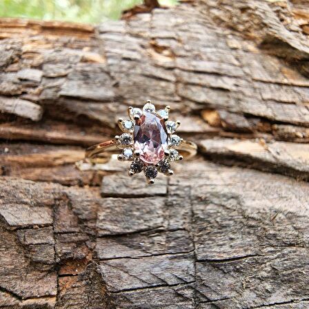 1,05CT Sultanayt 0,30CT Pırlanta(Signty) Taşlı Anturajlı Vintage Tasarım Modern 14 Ayar Altın Yüzük