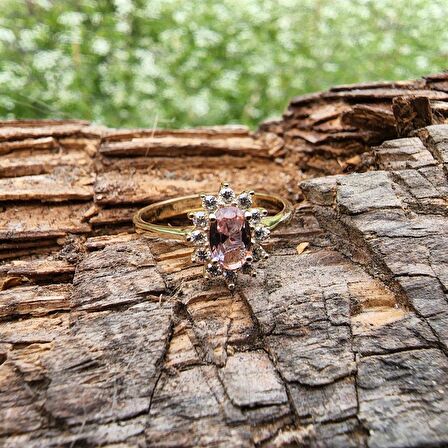 1,05CT Sultanayt 0,30CT Pırlanta(Signty) Taşlı Anturajlı Vintage Tasarım Modern 14 Ayar Altın Yüzük