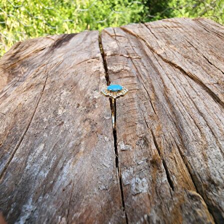 0.80 CT Pırlanta Montörü Firuze Taşlı Tasarım Evlilik Teklifi 14 Ayar Altın Yüzük-Hediye Altın Yüzük