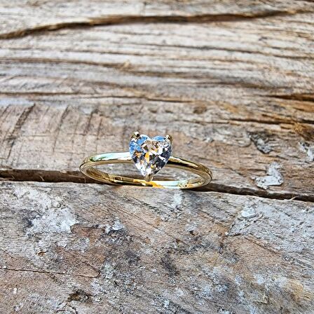 0,60 CT Pırlanta(Signty)Kalp Tektaş Evlilik Teklifi 14 Ayar Altın Yüzük-Pırlanta Kalp Tektaş Yüzük