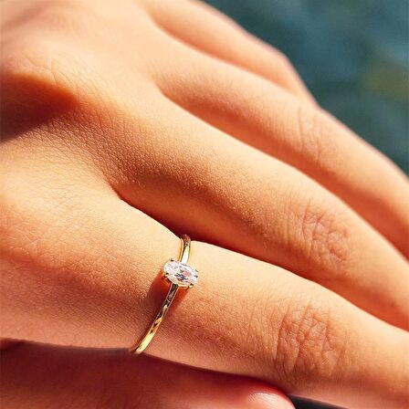 0.50CT Oval Sade Minimal Pırlanta(Signty Taşlı)14 Ayar Altın Tektaş-Pırlanta Oval Altın Tektaş Yüzük