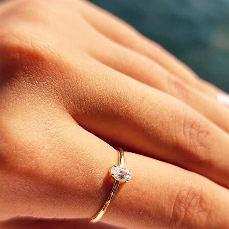 0.50CT Oval Sade Minimal Pırlanta(Signty Taşlı)14 Ayar Altın Tektaş-Pırlanta Oval Altın Tektaş Yüzük