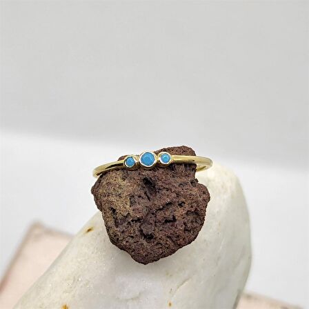 Tria Firuze Evlilik Teklifi Modern-Minimal Tarz Tasarım Hediye-14 Ayar Gündelik Estetik Altın Yüzük