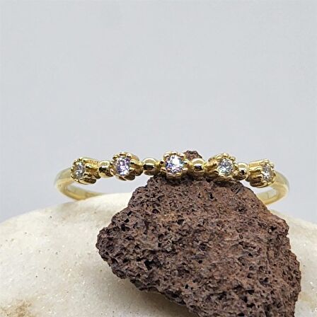 Beş Taş 0,45CT Pırlanta Montörü Evlilik Alyansı-Pırlanta(Signity Taşlı)Alyans-Hediye Altın Yüzük 