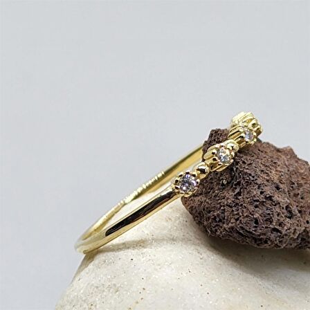 Beş Taş 0,45CT Pırlanta Montörü Evlilik Alyansı-Pırlanta(Signity Taşlı)Alyans-Hediye Altın Yüzük 