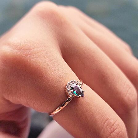 Anna 0.48 CT Mistik Topaz Kraliyet Tacı Pırlanta Montörü 14 Ayar Kadın Yüzük-Altın Kraliyet Yüzük