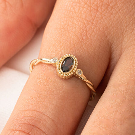 0,55 CT Brown (Smoky) 0,10Ct Pırlanta Taşlı Tektaş Evlilik Teklifi Yüzüğü-Brown Tektaş Gümüş Yüzük