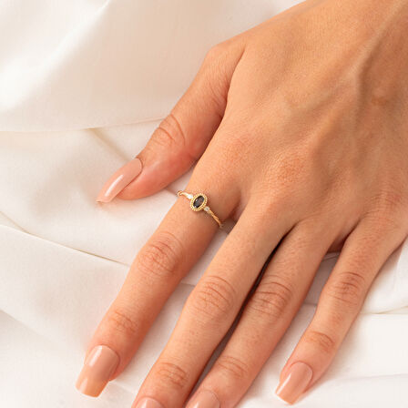 0,55 CT Brown (Smoky) 0,10Ct Pırlanta Taşlı Tektaş Evlilik Teklifi Yüzüğü-Brown Tektaş Gümüş Yüzük