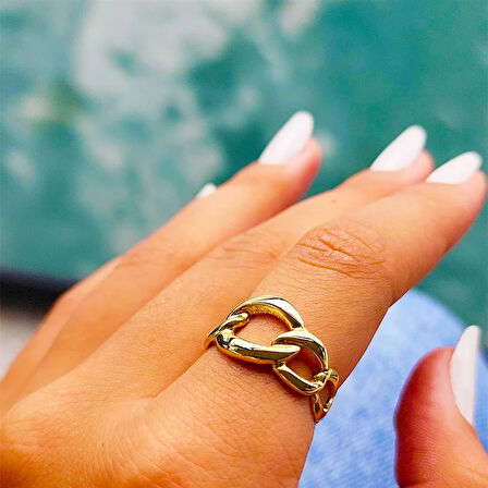 Gümüş Yüzük - Izabelle Italian Gurmet Gümüş Yüzük- Zincir Taşsız Tasarım Günlük 925 Ayar Gümüş Yüzük