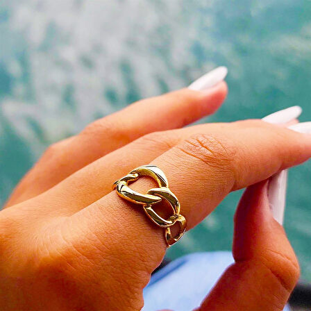 Gümüş Yüzük - Izabelle Italian Gurmet Gümüş Yüzük- Zincir Taşsız Tasarım Günlük 925 Ayar Gümüş Yüzük